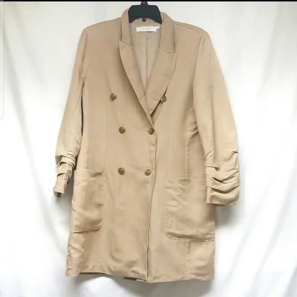 LINEN Blend ASTR Verona Blazer Dress Style # ADR95272 tan double breasted Sz: M - Picture 3 of 15